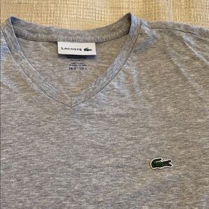 Lacoste Heather Gray V-Neck Tee